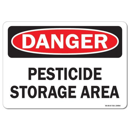 SIGNMISSION OSHA Danger Sign, 10" Height, 14" Width, Aluminum, Pesticide Storage Area, Landscape, 1014-L-19464 OS-DS-A-1014-L-19464